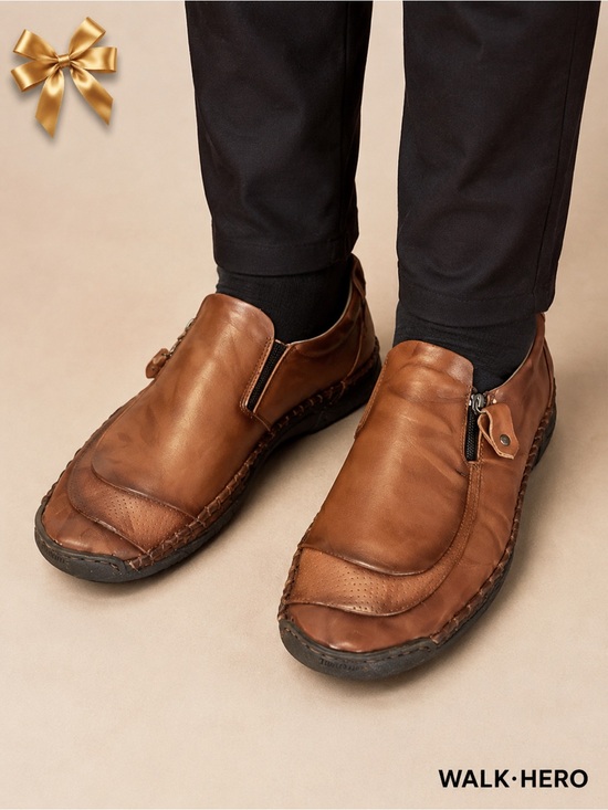 Other - Walk Hero Rubber Brown Faux Leather Slip On Comfort Loafers EU 47 US 13-13.5